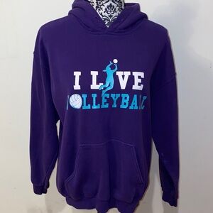 3/$45 Gildan Purple “I love Volleyball” Hoodie Size Medium